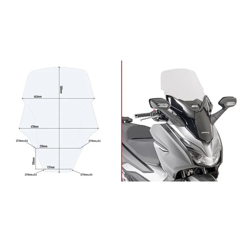 Prezzo Scontato Parabrezza Trasparente Forza 300 - Givi - GV-D1166ST