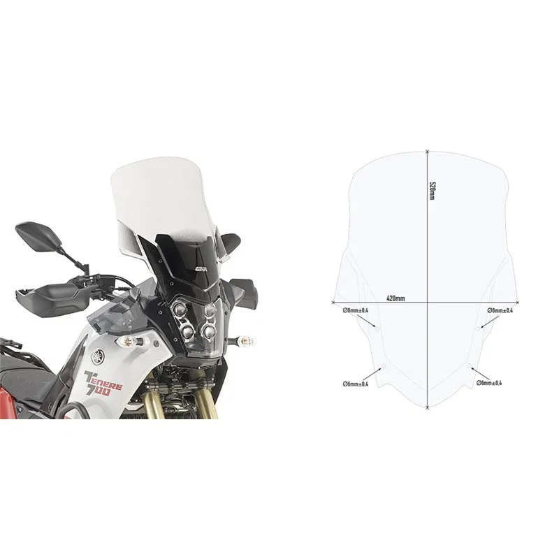 Cupolino Yamaha Tenerè 700'19 Trasparente - Givi - GV-D2145ST Spedito Oggi