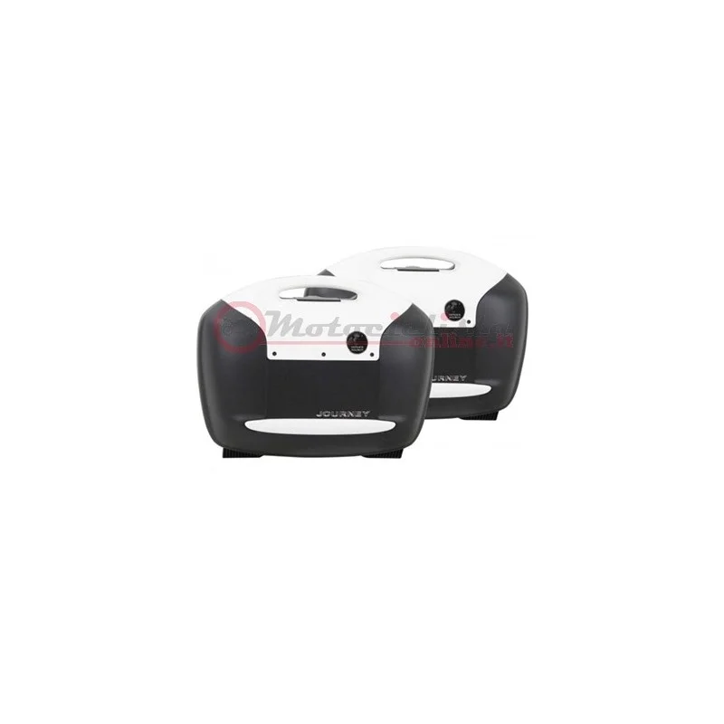 610080 00 03 Set valigie laterali Hepco&Becker serie Journey 42Lt Nero/Bianco Promozione