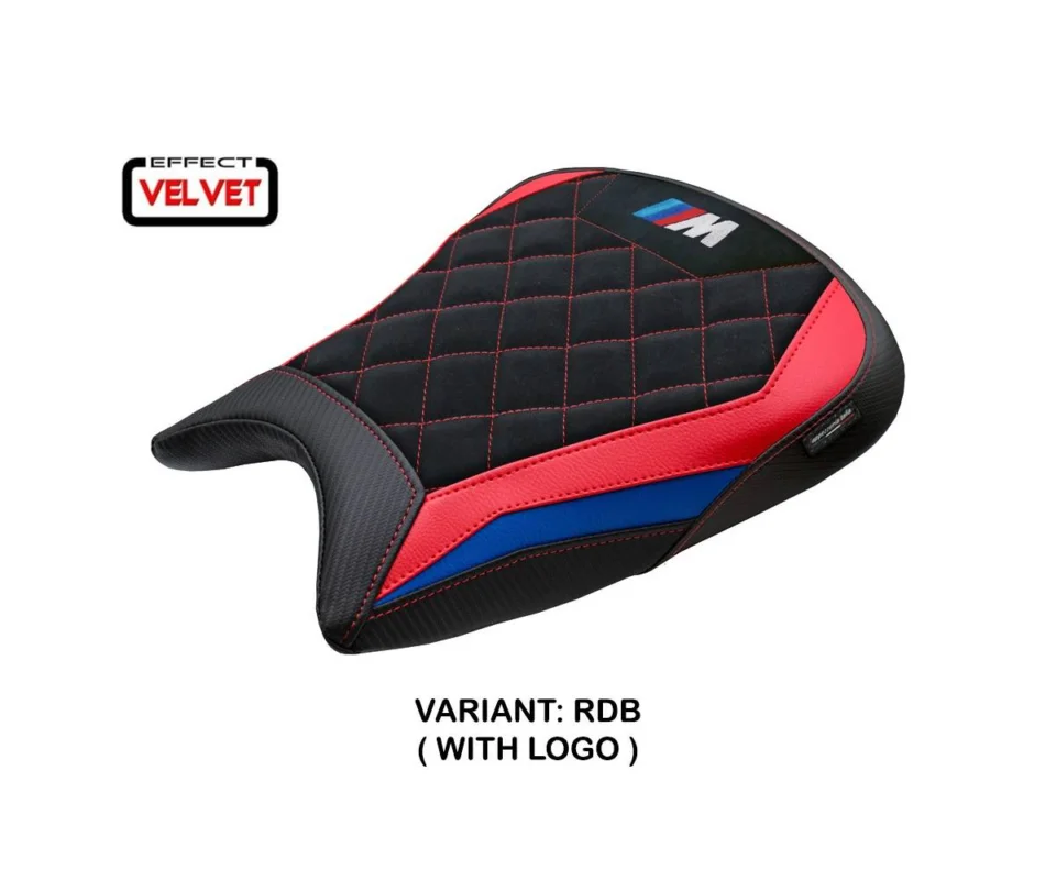 Compra Adesso Rivestimento sella Melk Velvet Rosso - Nero RDB + logo Tpz compatibile per BMW M 1000 RRModelli dal 2023 al 2026 BMM1RR3MV-RDB-1