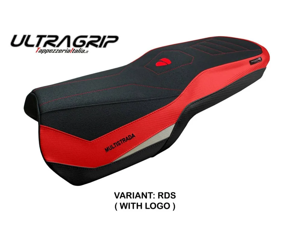 Rivestimento sella Lula Ultragrip Rosso - Argento RDS + logo Tpz compatibile per DUCATI MULTISTRADA V4Modelli dal 2021 al 2026 DMLV4ULU-RDS-1 Scelto Dai Clienti