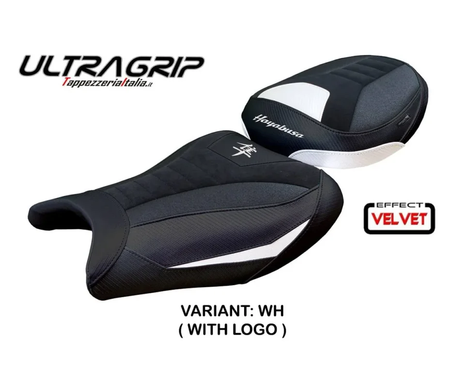 Rivestimento sella Japan Velvet Ultragrip Bianco WH + logo Tpz compatibile per SUZUKI GSX R 1300 HAYABUSAModelli dal 2008 al 2020 SUHAYAJU-WH-1 Reso Gratuito