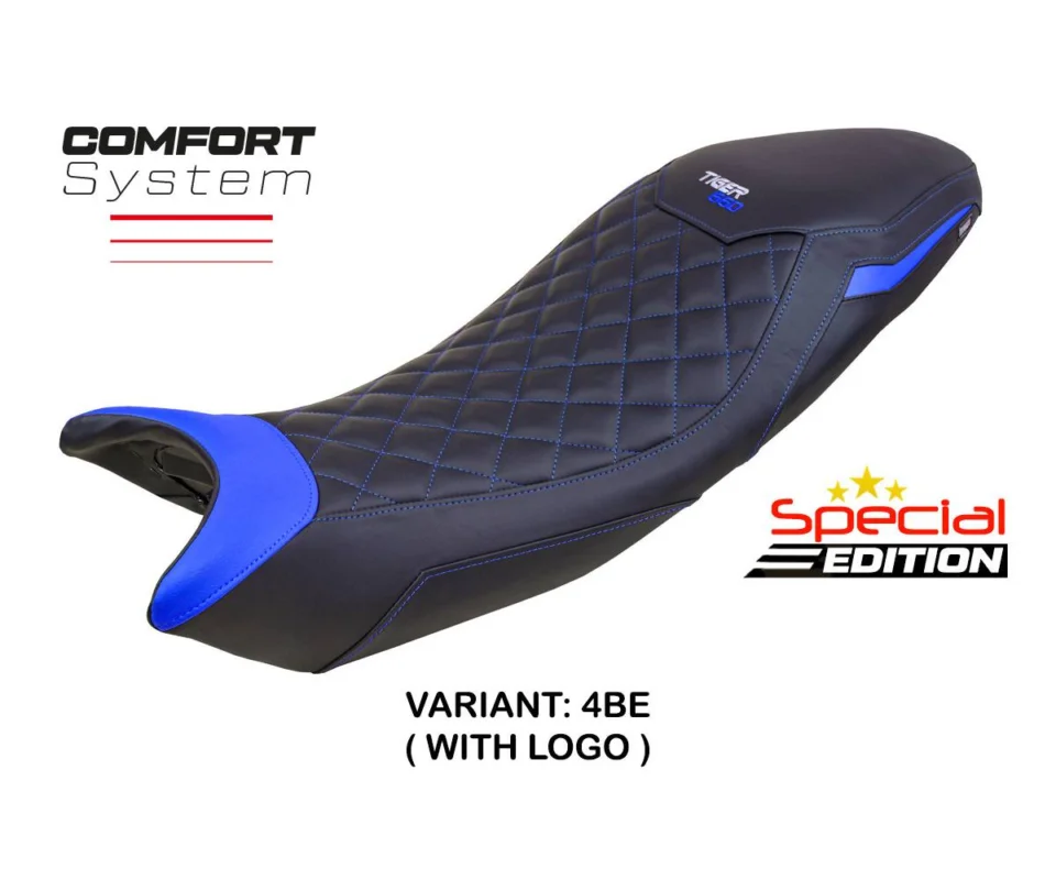 Saldi Rivestimento sella Derry Comfort System Special Edition Blu BE + logo Tpz compatibile per TRIUMPH TIGER 660Modelli dal 2021 al 2026 TRTI66DCSE-4BE-1