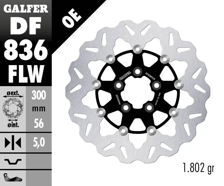 A Buon Prezzo Galfer Disco Freno Posteriore WAVE FLOATING (C. STEEL) 300x5mm HARLEY DAVIDSON CVO PRO STREET BREAKOUT 1801Modelli dal 2014 al 2023 DF836FLW